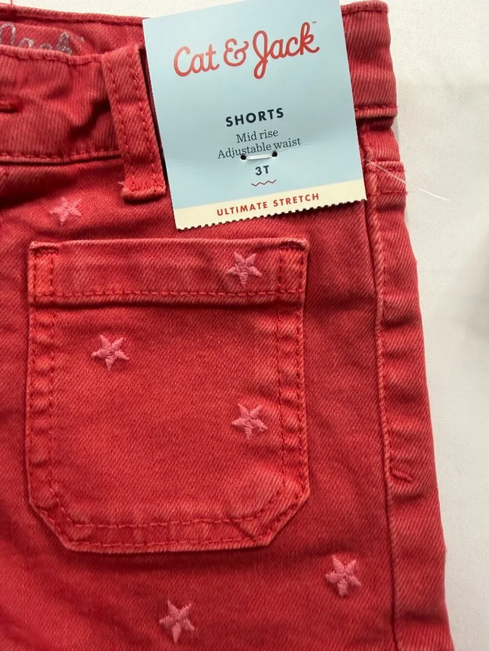 Cat & Jack Toddler Mid Rise Adjustable Waist Shorts Red Stars Size 2T & 3T NWT